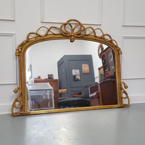 Beautiful Gilded English Rope Design Overmantle Mirror c.1870 (1 of 9)