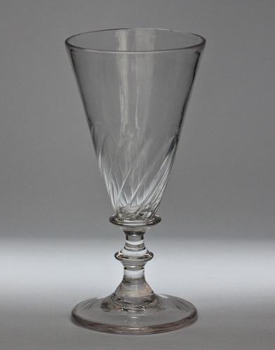 Late Georgian, English, part wrythen-moulded dwaref ale glass (1 of 3) Late Georgian, English, part wrythen-moulded dwaref ale glass (1 of 3)