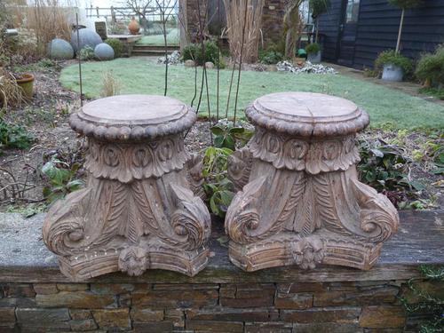 Stunning 18th / 19th Century Walnut ? Hand Carved Corinthian Column Bases (1 of 12)