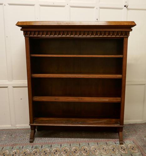 Arts & Crafts Large Golden Oak Open Bookcase (1 of 7)