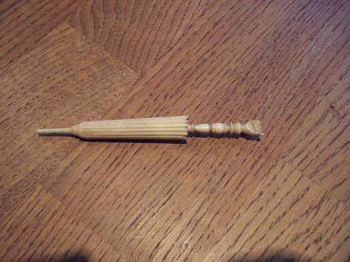 Victorian bone needle case in shape of parasol with clasped hand handle & Stanhope (1 of 3) Victorian bone needle case in shape of parasol with clasped hand handle & Stanhope (1 of 3)