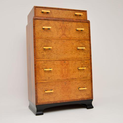 1930’s Art Deco Burr Elm & Walnut Chest of Drawers (1 of 11)