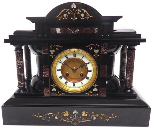 Amazing Mappin & Webb French Slate & Marble Mantel Clock 8 Day Striking Mantle Clock (1 of 10)