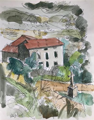 Original Watercolour 'Tuscan Landscape' by Toby Horne Shepherd 1909-1993. Signed c.1965 (1 of 1) Original Watercolour 'Tuscan Landscape' by Toby Horne Shepherd 1909-1993. Signed c.1965 (1 of 1)