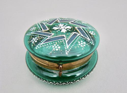 19th Century French Enamelled Glass Trinket Box c.1890 (1 of 7)