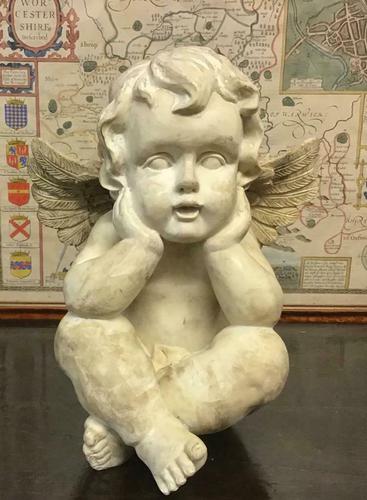 Large 1950's Vintage Chalk Winged Cherub (1 of 7)