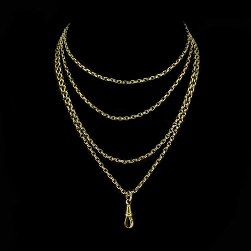 Antique Victorian Long Rolled Gold Guard Muff Chain Necklace (1 of 9) Antique Victorian Long Rolled Gold Guard Muff Chain Necklace (1 of 9)