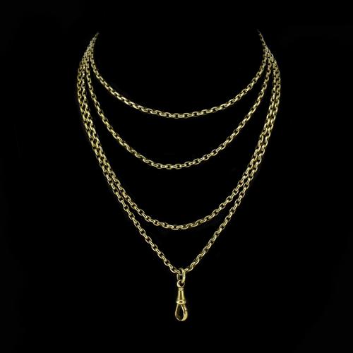 Antique Victorian Long Rolled Gold Guard Muff Chain Necklace (1 of 9)