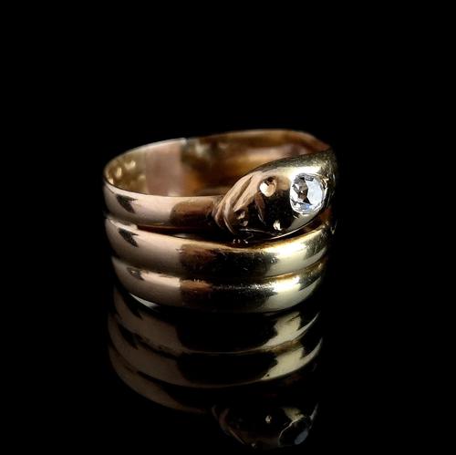 Victorian 18ct Gold Snake Ring, Diamond (1 of 14) Victorian 18ct Gold Snake Ring, Diamond (1 of 14)