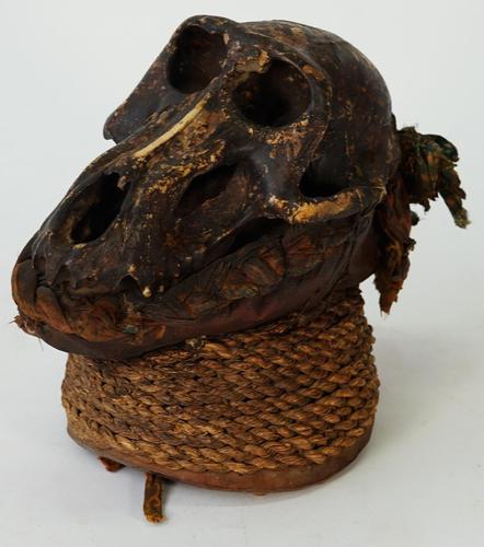 African Tribal Rattle, Mounted with a Monkey's Skull (1 of 2) African Tribal Rattle, Mounted with a Monkey's Skull (1 of 2)