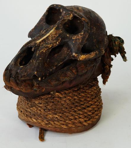 African Tribal Rattle, Mounted with a Monkey's Skull (1 of 2)