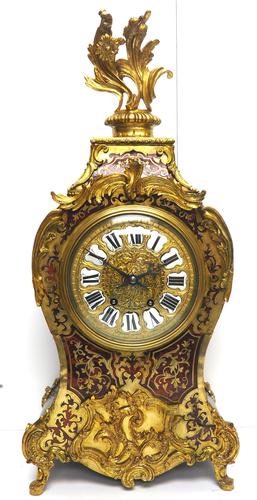 Rare Large Antique French Boulle Mantel Clock Ormolu Inlay 8 Day Mantle Clock (1 of 16)