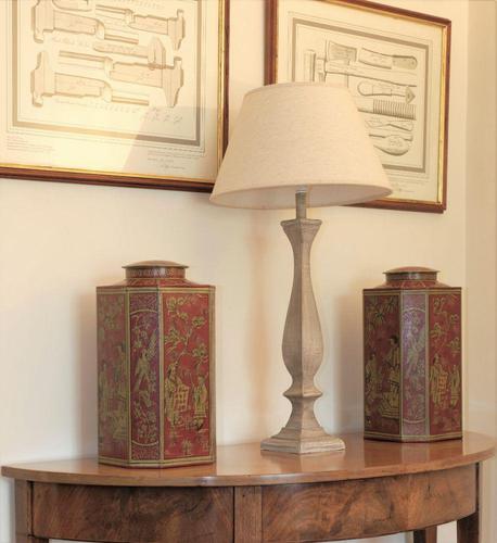 Matching Pair of Octagonal Toleware Canisters (1 of 6)