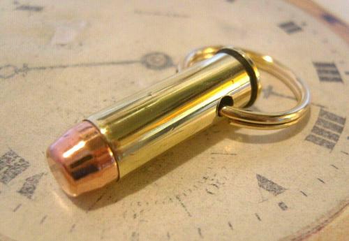 Vintage Pocket Watch Chain Bullet Casing Fob Brass & Copper 44 REM MAG IMI (1 of 6)