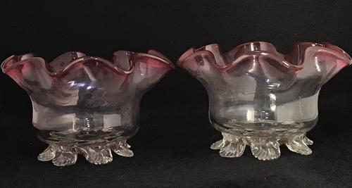 Pair of Victorian Cranberry Edged Fluted Glass Bowls. (1 of 4) Pair of Victorian Cranberry Edged Fluted Glass Bowls. (1 of 4)