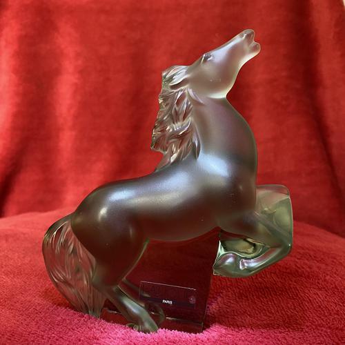 Lalique "Kazak" Rearing Horse Sculpture Modelled in Charcoal Clear & Frosted Glass (1 of 7)