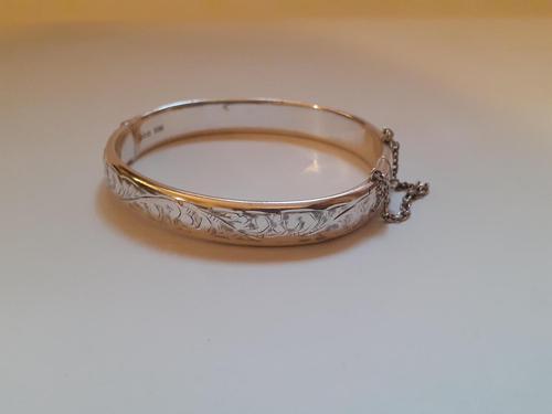 Charles Horner Silver Engraved Hinged Bangle Bracelet (1 of 8)