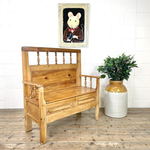 Vintage Pine Settle Bench with Storagev (1 of 10) Vintage Pine Settle Bench with Storagev (1 of 10)