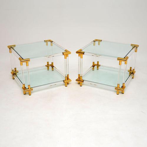 1970’s Pair of Vintage Acrylic & Glass Side Tables (1 of 11) 1970’s Pair of Vintage Acrylic & Glass Side Tables (1 of 11)
