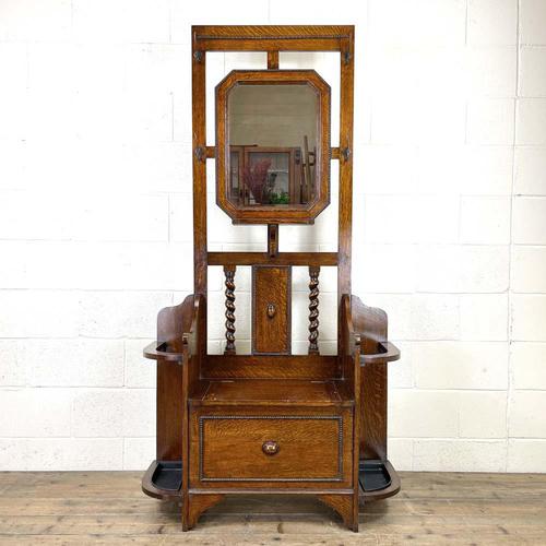 Antique Oak Hall Stand with Seat (1 of 13)