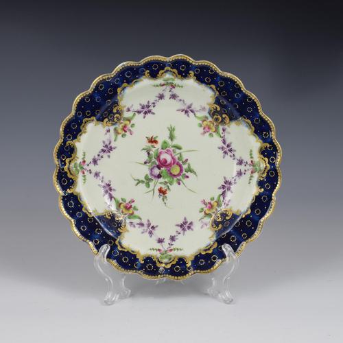 First Period Worcester Porcelain Sevres Style Dessert Plate / Dish c.1770 (1 of 3) First Period Worcester Porcelain Sevres Style Dessert Plate / Dish c.1770 (1 of 3)