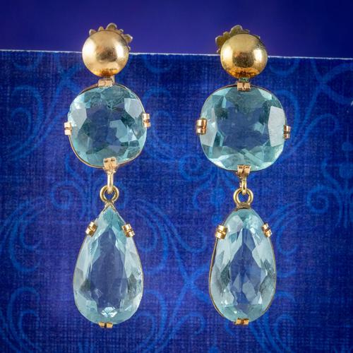 Antique Edwardian Blue Paste Earrings 9ct Gold Screw Backs c.1905 (1 of 5) Antique Edwardian Blue Paste Earrings 9ct Gold Screw Backs c.1905 (1 of 5)