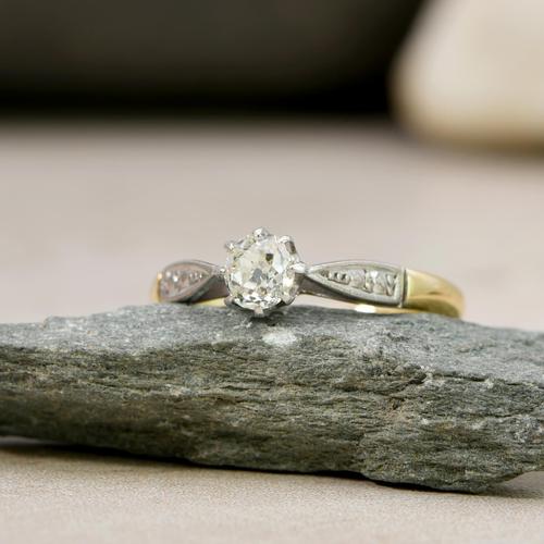 The Antique Old European Cut Diamond Solitaire Ring (1 of 4)