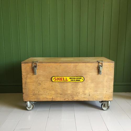 VINTAGE Industrial CHEST Coffee Table Mid Century Old Wooden TRUNK Retro Storage Box + Castors (1 of 12)