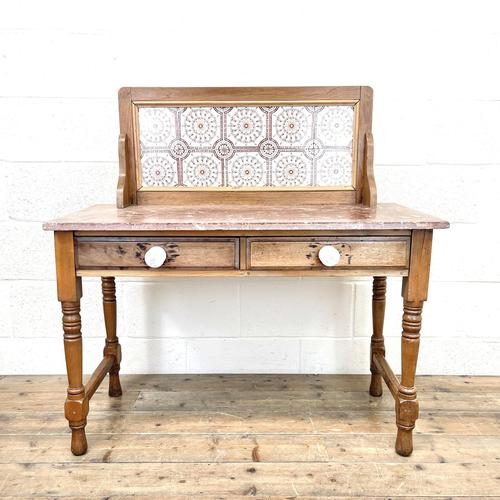 Antique Pine Tile Back Washstand (1 of 15)