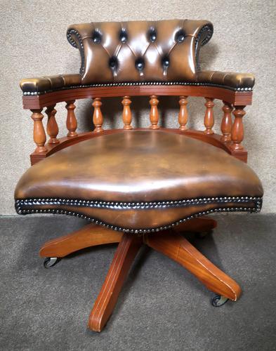 Chesterfield Captains Brown Leather Office Chair (1 of 9)