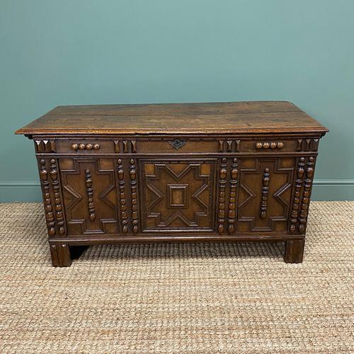 17th Century Oak Geometric Moulded Antique Coffer (1 of 7)