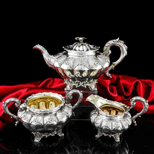 Magnificent Georgian Solid Silver Tea Set / Service 3 Piece Set - Barnard 1835 (1 of 29)