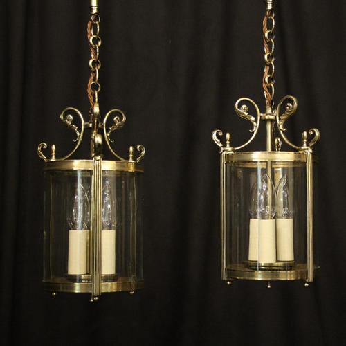 French Pair of Convex Antique Hall Lanterns (1 of 10) French Pair of Convex Antique Hall Lanterns (1 of 10)