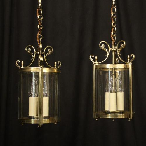 French Pair of Convex Antique Hall Lanterns (1 of 10)