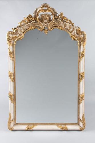 19th Century French Painted & Parcel - Gilt Overmantle Mirror (1 of 12)