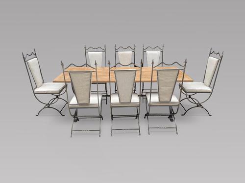 Oak Bleached Top Table on Steel Frame with Eight Matching Chairs (1 of 8) Oak Bleached Top Table on Steel Frame with Eight Matching Chairs (1 of 8)