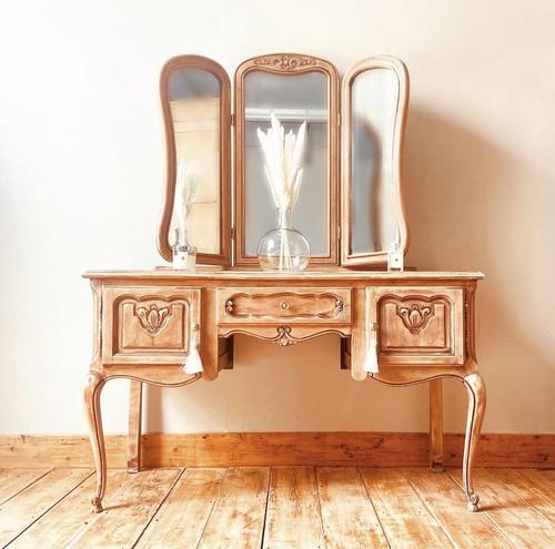 French Antique Style Dressing Table / Vanity Table with Mirror / Desk (1 of 5)