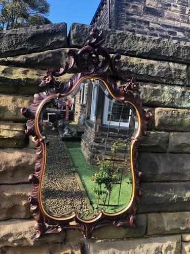 Antique Carved Walnut & Gilt Wall Mirror (1 of 7)