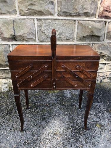 Antique Walnut Concertina Sewing Box (1 of 6)