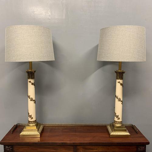 Impressive Pair of Brass & Enamelled Vine Lamps (1 of 7) Impressive Pair of Brass & Enamelled Vine Lamps (1 of 7)