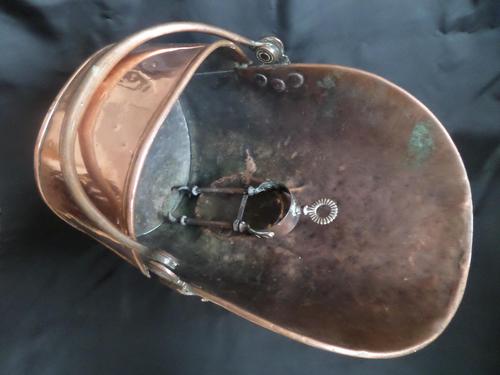 Edwardian Copper Coal Scuttle with Tongs. 1901/1910 (1 of 6)