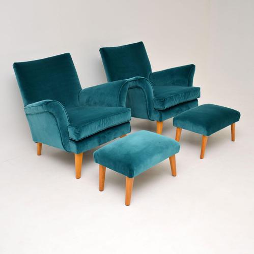 Pair of Vintage Armchairs & Ottomans c.1960’s (1 of 13)