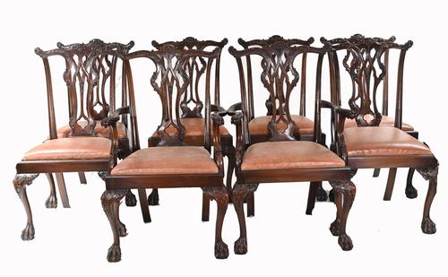 Set of Chippendale Dining Chairs Mahogany Antique 1890 Ball Claw (1 of 9)