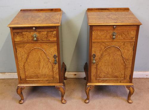 Quality Pair of Burr Walnut Bedside Cabinets (1 of 14)