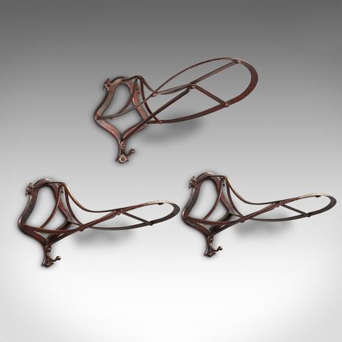 Set of 3 Antique Saddle Racks, English, Iron, Wall Mount, Equestrian, Victorian (1 of 8)