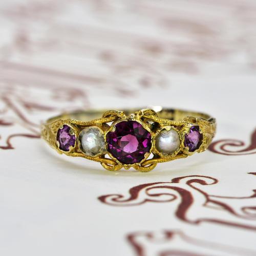 The Antique Victorian Garnet & Pearl Ring (1 of 8)