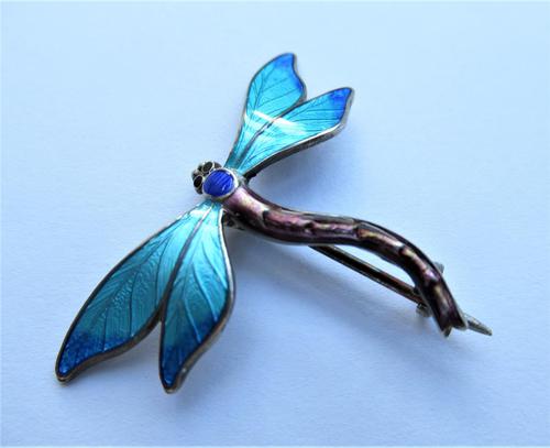 John Atkins & Son, JA&S, Silver & Enamel Dragonfly Brooch, Birmingham 1917 (1 of 8)