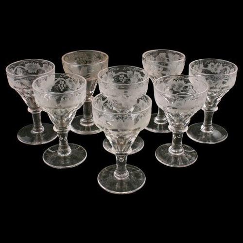 Eight Victorian Engraved Liqueur Glasses (1 of 8) Eight Victorian Engraved Liqueur Glasses (1 of 8)