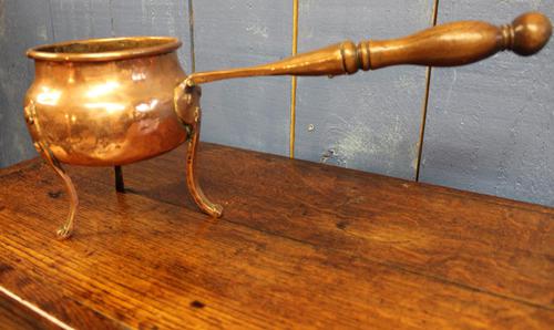 Antique Copper Posnet. Brandy Warmer Saucepan (1 of 10)