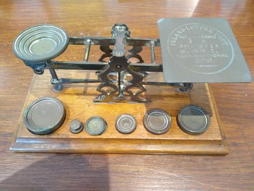 S. Mordan & Co London Inland Letter Post Brass Scale with Weights (1 of 7) S. Mordan & Co London Inland Letter Post Brass Scale with Weights (1 of 7)